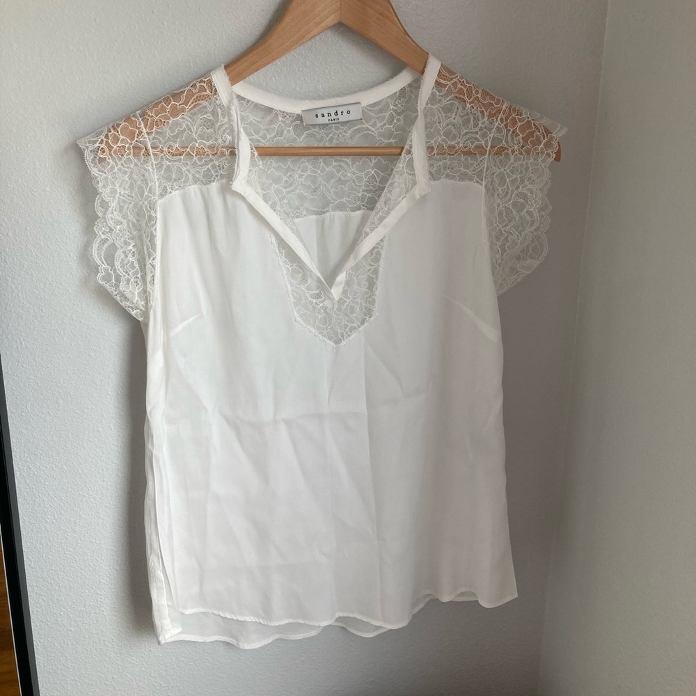 Sandro White Lace Top Size 1